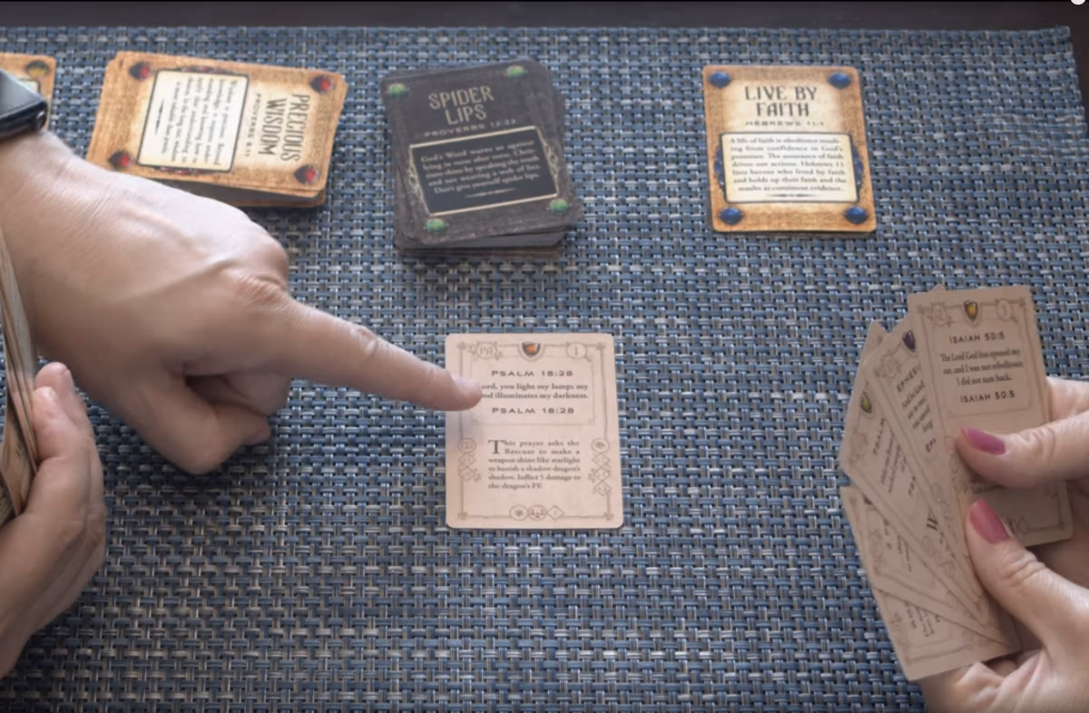 Playing the Bible memory card game First Watch